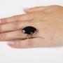Imagem de anel feminino grande com pedra preta negra ouro 18k A203
