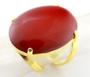 Imagem de Anel Jaspe Vermelho Cabochão Oval Pedra Natural Dourado