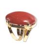 Imagem de Anel Jaspe Vermelho Cabochão Oval Pedra Natural Dourado
