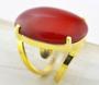 Imagem de Anel Jaspe Vermelho Cabochão Oval Pedra Natural Dourado