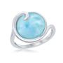 Imagem de Anel Larimar com Design de Onda em Prata Esterlina 925 - Tamanho 8