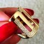 Imagem de Anel luxo dourado cravejado com zircônias folheado em Ouro 18k