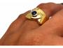 Imagem de Anel Safira Azul 7 Diamantes Feminino Ouro 18K K1280 11101