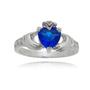 Imagem de Anel Solitário Claddagh Pedra Azul Royal Prata 925 Kl