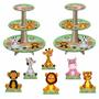 Imagem de Animais Baby Leão Zebra Kit 2 Baleiros Com 6 Display De Mesa
