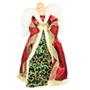 Imagem de Anjo Decorativo Natal Ponteira Árvore Seda Luxo Vermelho e Verde 40cm - Noel Decor