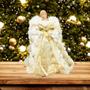 Imagem de Anjo Decorativo Natal Ponteira Árvore Veludo Branco e Dourado Luxo 40cm - Noel Decor