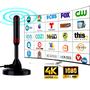 Imagem de Antena Digital Amplificada internos e externo qualidade 4k ultra HD Base magnética Compatível com conversor digital Hdtv, Uhf e Vhf