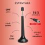Imagem de Antena Digital Televisão 4K tv Interna Fio 3m Base Imã Uhf atacado Premium - TOMATE