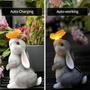 Imagem de AOLIY Decoração de jardim coelho com borboleta e luz solar 