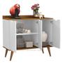 Imagem de Aparador Buffet 3 Portas Cava Pés Palito Madeira Sambare Branco / Nature - Comprar Moveis em casa
