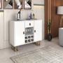 Imagem de Aparador Buffet com 2 Portas Branco com Dourado