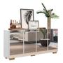 Imagem de Aparador Buffet com Espelho Multimóveis Vegas com 4 Portas FG3560 Branco/Natural