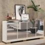 Imagem de Aparador Buffet com Espelho Multimóveis Vegas com 4 Portas FG3560 Branco/Natural
