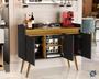 Imagem de Aparador Buffet Lux 3 Portas Catinho do Café Pés Palito Cor Preto / Madeirado - MJM Casa dos Móveis