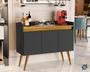 Imagem de Aparador Buffet Lux 3 Portas Catinho do Café Pés Palito Cor Preto / Madeirado - MJM Casa dos Móveis