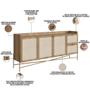 Imagem de Aparador Buffet Para Sala de Jantar 183cm Industrial Indy A03 Hanover Dourado - Lyam Decor