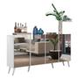 Imagem de Aparador Buffet Retrô com Espelho Multimóveis Veneza com 4 Portas FG3559 Branco