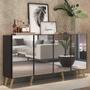 Imagem de Aparador Buffet Retrô com Espelho Multimóveis Veneza com 4 Portas FG3559 Preto/Natural