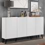 Imagem de Aparador Buffet Retrô Multimóveis Veneza 4 Portas FG3556 Branco/Preto