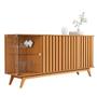 Imagem de Aparador Buffet Ripado Porta De Vidro 180 cm Nature Daryl Shop Jm