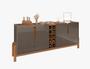 Imagem de Aparador Buffet Sala 190cm Liz 4 Portas Com Adega com Pés de Madeira Cinza com Cedro - Rede Móveis