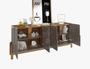 Imagem de Aparador Buffet Sala 190cm Liz 4 Portas Com Adega com Pés de Madeira Cinza com Cedro - Rede Móveis