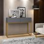 Imagem de Aparador Para Sala 2 Gavetas Pequeno Eros 90 Para Apartamento Base de Ferro Dourado Design Moderno Linha Alta
