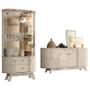Aparador para Sala Buffet Mônaco e Cristaleira Moss Calacata Off White Madetec Imagem de Aparador para Sala Buffet Mônaco e Cristaleira Moss Calacata Off White Madetec