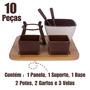 Imagem de Aparelho Conjunto Para Fondue Ceramica Kit Panela 8 Peças Com Base Bambu