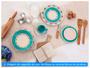 Imagem de Aparelho de Jantar e Chá 20 Peças Biona de Cerâmica Redondo Branco e Azul Claro Donna