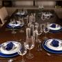 Imagem de Aparelho de Jantar e Chá 42pçs Porcelana Borda Dourada e Azul LHermitage