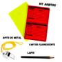 Imagem de Apito De Metal Com Cordão + Cartão Amarelo Vermelho Fluorescente + Lápis Kit Arbitro