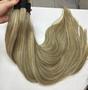 Imagem de Aplique Cabelo Loiro Liso Brasileiro 65cm Tecido em Tela p/ Mega Hair 100gr