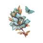 Imagem de Aplique Decoupage Flor e Borboletas Azuis Apm4-495 em Papel e Mdf 4cm Litoarte