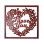 Imagem de Aplique Vazado Decoração Caixa Coração I Love You 21x21 Mdf Madeira Vermelho