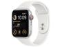 Imagem de Apple Watch SE 2ª geração GPS + Cellular Caixa Prateada de Alumínio 44mm Pulseira Esportiva Branca
