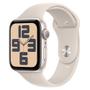Imagem de Apple Watch SE 44mm GPS Caixa Estelar de Alumínio, Pulseira Esportiva Estelar, Tamanho M/G, Neutro em Carbono - MRE53BZ/A