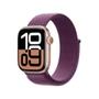 Imagem de Apple Watch Series 10 GPS  Caixa cor de ouro rosa de alumínio  42 mm  Pulseira loop esportiva ameixa