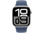 Imagem de Apple Watch Series 10 GPS, Caixa Prateada de Alumínio de 42 mm, Pulseira Esportiva Denim, Tamanho P/M - MWWA3AM/A
