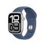 Imagem de Apple Watch Series 10 GPS + Cellular  Caixa prateada de alumínio  42 mm  Pulseira esportiva denim  M/G