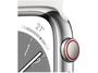 Imagem de Apple Watch Series 8 45mm GPS + Cellular Caixa Prateada Aço Inoxidável Pulseira Esportiva Branca
