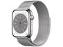 Imagem de Apple Watch Series 8 45mm GPS + Cellular Caixa Prateada Aço Inoxidável Pulseira Milanês Prateada