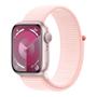 Imagem de Apple Watch Series 9 41mm GPS Caixa Rosa de Alumínio, Pulseira Loop Esportiva Rosa-Claro, Neutro em Carbono - MR953BZ/A