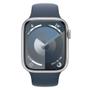 Imagem de Apple Watch Series 9 45mm GPS Caixa Prateada de Alumínio, Pulseira Esportiva Azul-tempestade, Tamanho M/G, Neutro em Carbono - MR9E3BZ/A