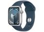 Imagem de Apple Watch Series 9 GPS Caixa Prateada de Alumínio 41mm Pulseira Esportiva Azul-tempestade P/M