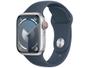 Imagem de Apple Watch Series 9 GPS + Cellular Caixa Prateada de Alumínio 41mm Pulseira Esportiva Azul-tempestade P/M