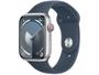 Imagem de Apple Watch Series 9 GPS + Cellular Caixa Prateada de Alumínio 45mm Pulseira Esportiva Azul-tempestade M/G
