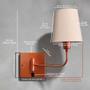 Imagem de Arandela Luminaria De Parede Articulavel Em Aluminio Com Interruptor Cupula Tecido Algodao Bivolt