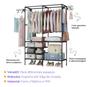 Imagem de Arara Closet para Roupas com Prateleiras Fácil de Montar e Resistente